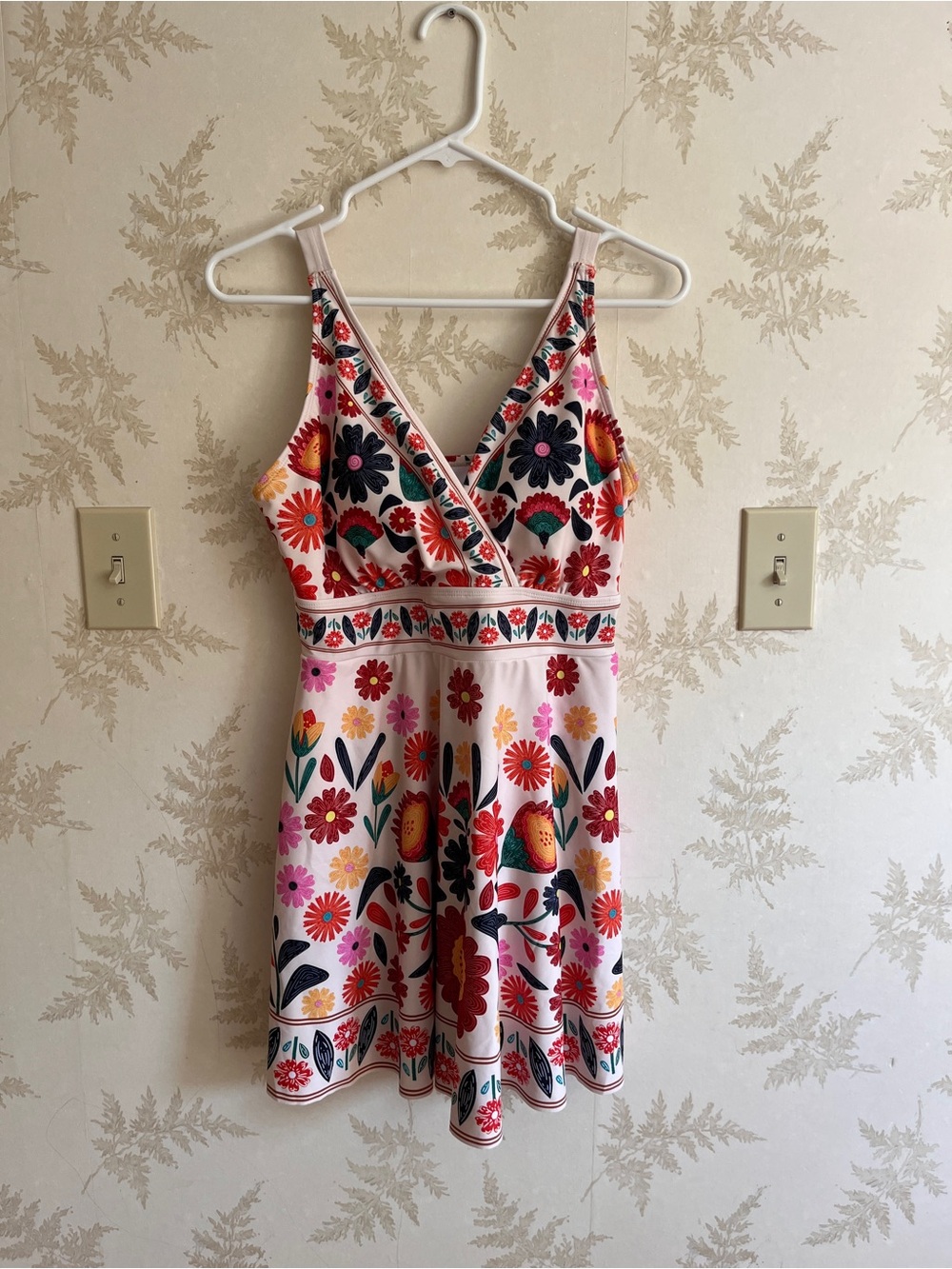 Floral V-Neck Swim Dress